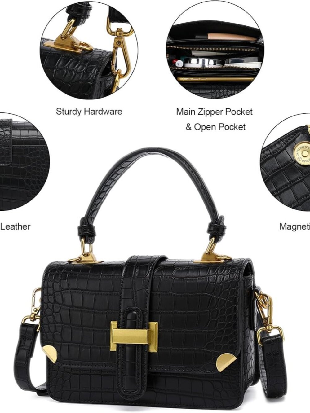 Women's Small Classy Crossbody Purse Top Handle Handbags Leather Satchel Bags fo - Picture 5 of 7